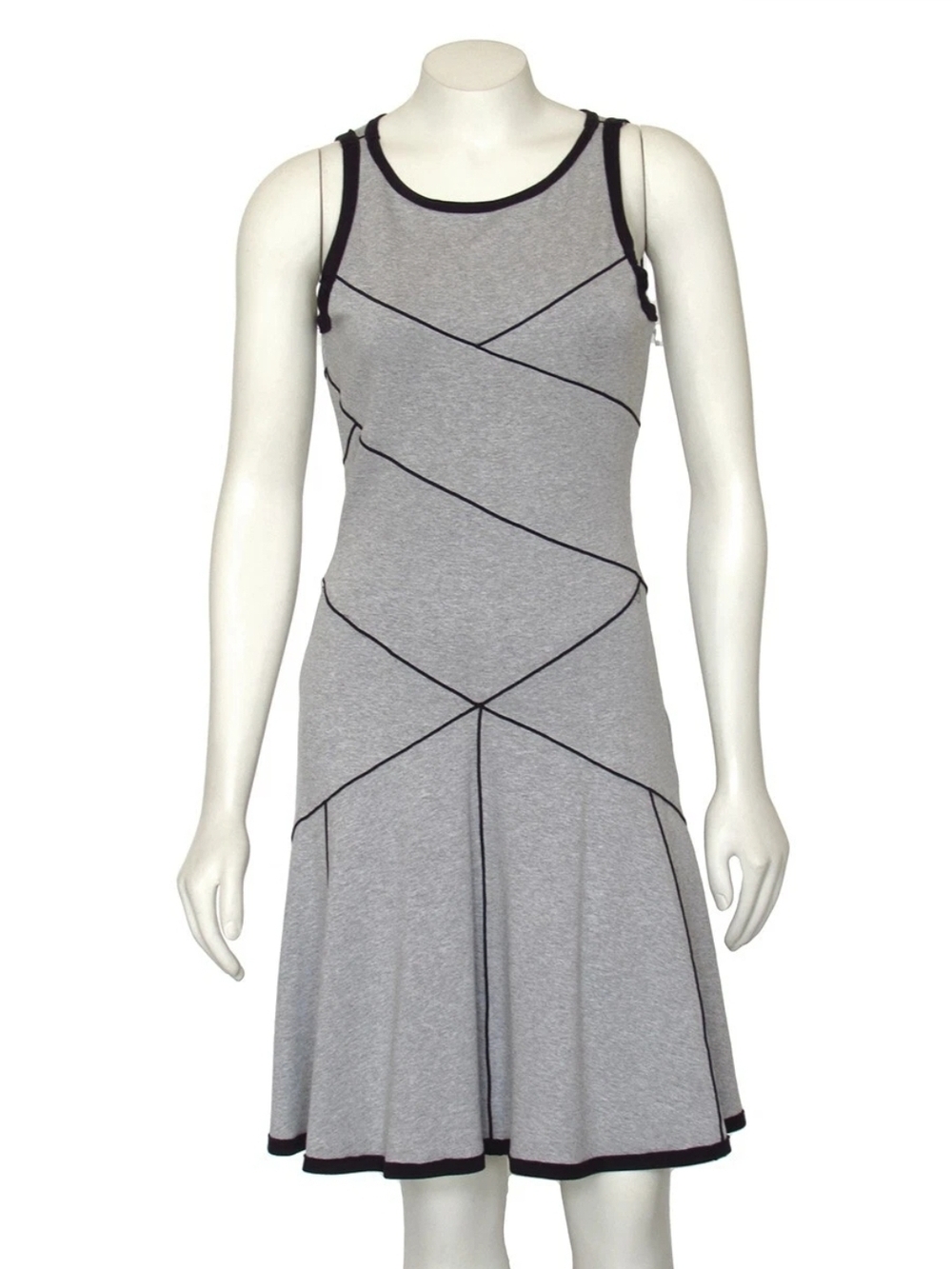 Derek Lam 10 Crosby Gray/Black Knit Sleeveless Fit & Flare Dress size 8